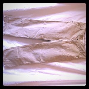 Khaki, boot-cut pants